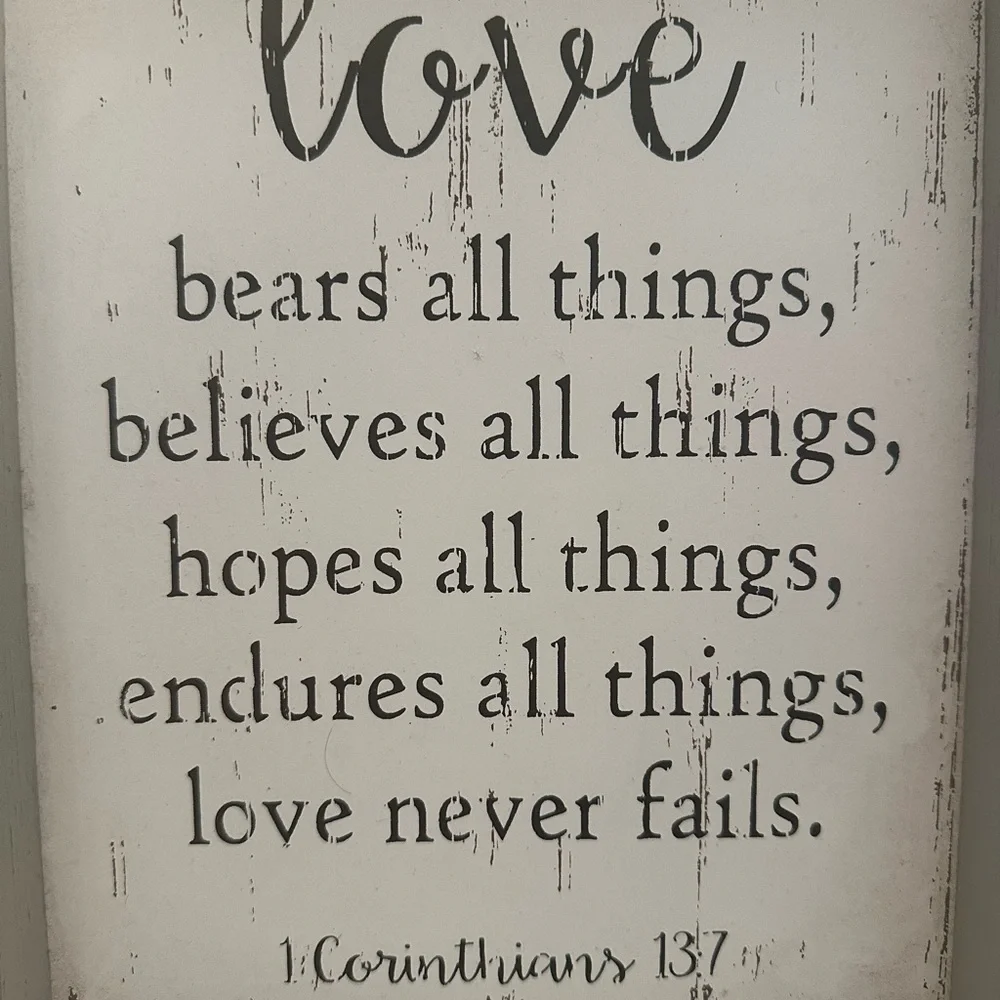 Bible Verse About LOVE 1 Cor 13:7 Stand Alone Frame